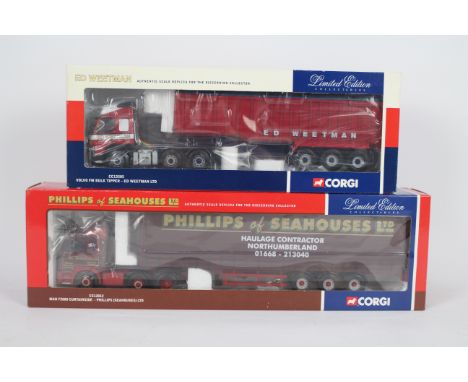 Corgi - Two boxed 1:50 scale Limited Edition diecast trucks from Corgi. Lot consists of CC13505 Volvo FM Bulk Tipper 'Ed Weet