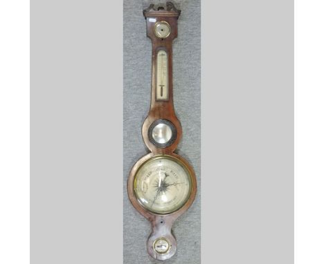 A 19th century mahogany cased wheel barometer, signed Povoley, Stockport, 95cm tall