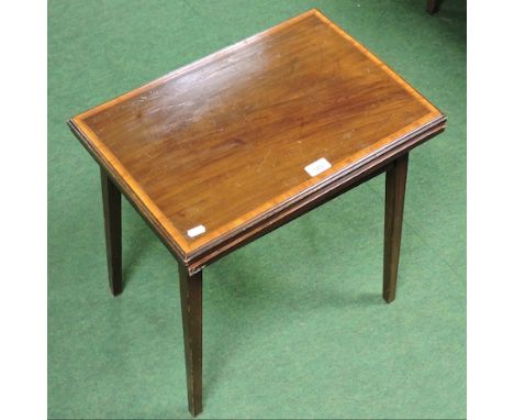 An Edwardian mahogany and satinwood inlaid folding card table, 50cm