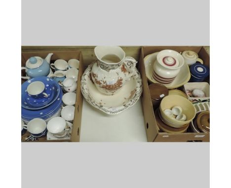 A collection of china to include T.G Green Polo and Blue Domino pattern teawares, Gresley Church kitchen ware, Spode blue and