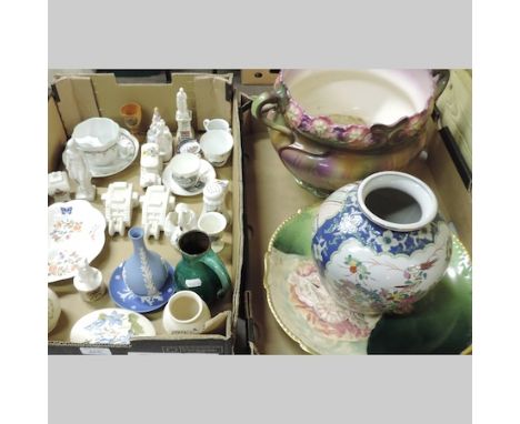 A collection of early 20th century crested china, together with two Moorcroft vases, a trinket box, jardiniere and decorative