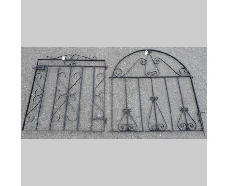 A wrought iron hand gate, together with another similar, largest 106cm