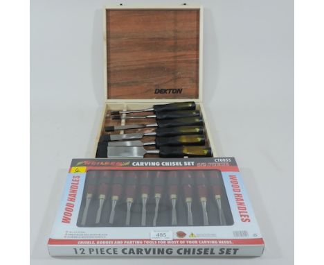 A professional chisel set, together with wood carving chisels