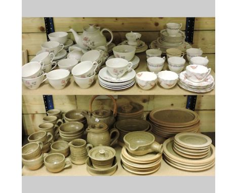 A Royal Doulton Pillar rose pattern tea service, together with other teawares and a collection of Edgefield pottery tea and d