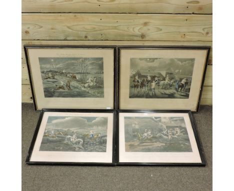 A collection of four aquatints, The First Steeplechase on Record, 1839-65, 37 x 43cm