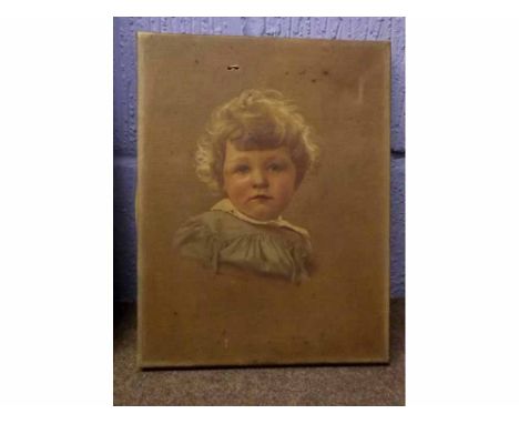 F C Heney, signed oil on canvas, Portrait of a young child, 33 x 26cms, unframed 