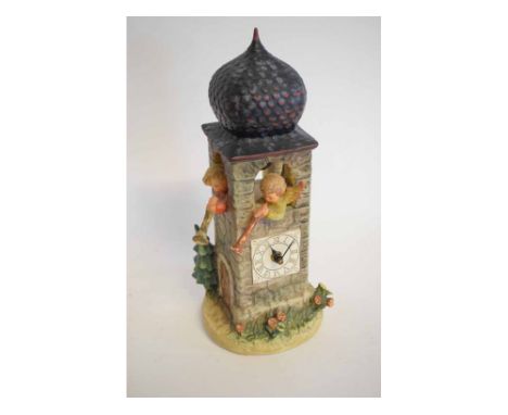 Large Hummel Goebel model of a square formed clock tower with two winged trumpeters entitled "Call to Worship", 34cms tall  