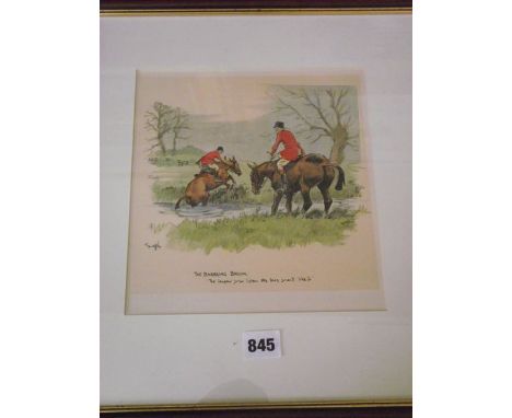 Two coloured hunting prints after Snaffles, The Babbling Brook and In County Limerick, and four Grand National views after Ce