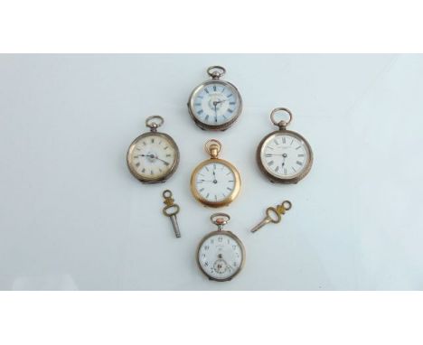 A silver open-faced pocket watch, Kay, Jones & Coy, Worcester & Locle, 935 standard, the white enamelled dial with black Roma