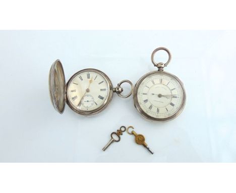 A silver open-faced pocket watch, H. Samuels, Manchester, chronograph, the white enamelled dial with black Roman numerals, ce