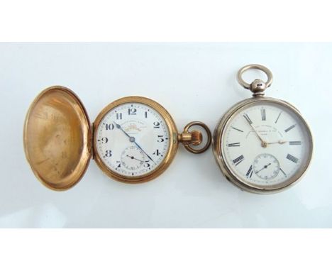 A silver open-faced pocket watch, Thomas Russell & Son, Liverpool, the white enamelled dial with black Roman numerals, subsid