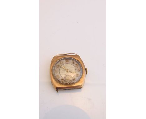A lady's 9ct gold wristwatch, possibly Rotary, the silvered dial with applied gilt Arabic numerals, subsidiary dial for secon