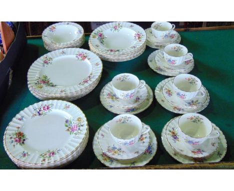 A collection of Royal Worcester Roanoke pattern dinner and tea wares comprising six dinner sized plates, six side or dessert 