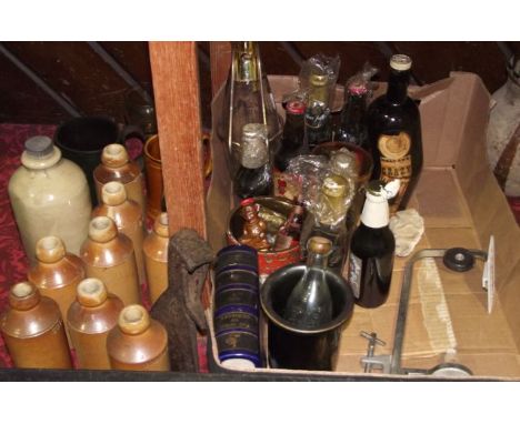 A selection of antique stoneware beer bottles, other breweriana to include bottled Royal Wedding and World Cup ales (4 for di