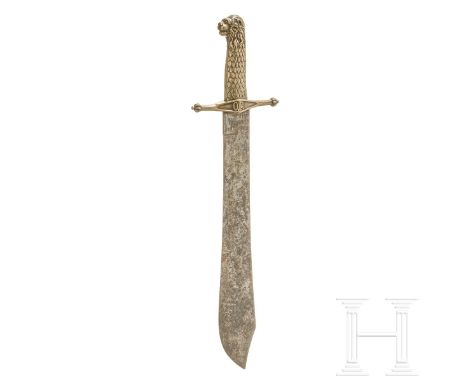 Faschinenmesser M 1850 der Guardia de Obras Publicas  Breite, leicht gekrümmte Machetenklinge (fleckig, gedunkelt), am Ansatz
