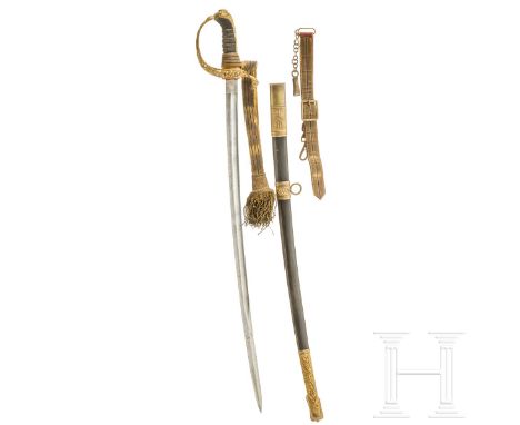 Säbel M 1889 für k.u.k. Staatsbeamte  Kräftige, leicht gekrümmte, beidseitig gekehlte Rückenklinge (etwas fleckig), an der Wu