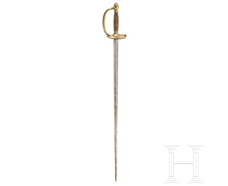 Offiziersdegen M 1884, Frankreich  Degen mit beidseitig doppelt gekehlter rhombischer Klinge. Quartseitig am Klingenansatz gr