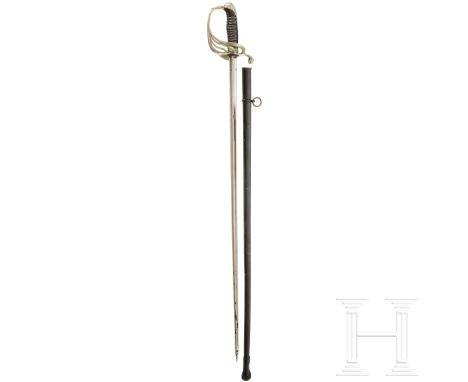 Degen M 1882 für Offiziere der Infanterie  Kräftige, vernickelte Klinge mit bikonvexem Querschnitt (berieben, Rostspuren), ob