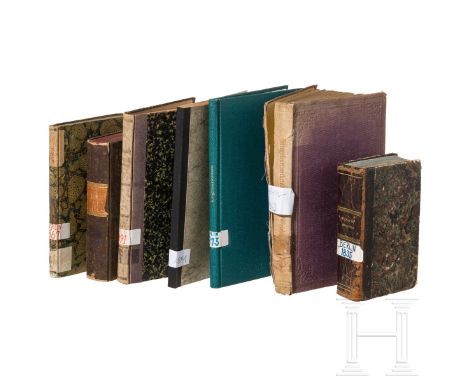 Sieben Bücher zum Kriegswesen und zur Artillerie, 18./19. Jhdt.  Neues Militärisches Journal, Band 1, Hannover 1799 (Einband 