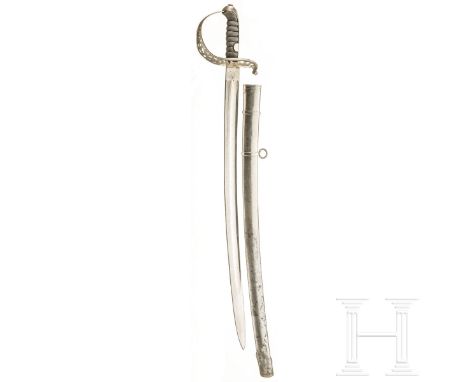 Säbel M 1869 für Offiziere der k.u. k. Kavallerie   Vernickelte, einseitig gekehlte Rückenklinge (etwas berieben), feldmäßig 