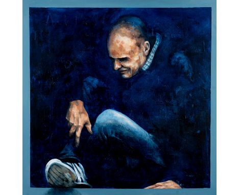 Terry Chip, "Shinder the scriptwriter", unframed acrylic on deep box canvas, 2014, 76 x 76cm. Shinder the Scriptwriter is one