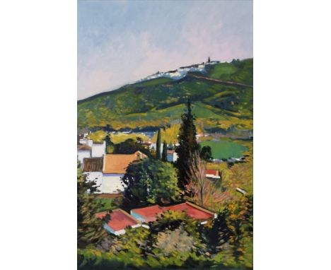 Raymond Balfe, "Santa Lucia with Vejer in Background", unframed oil on canvas, 2021, 60 x 40cm. I was instantly drawn to the 