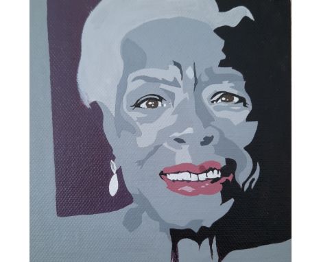 Nadezhda, "Maya Angelou", unframed acrylic on canvas, 2020, 14 x 14cm. The beauty and humanity of this wonderful woman has pr