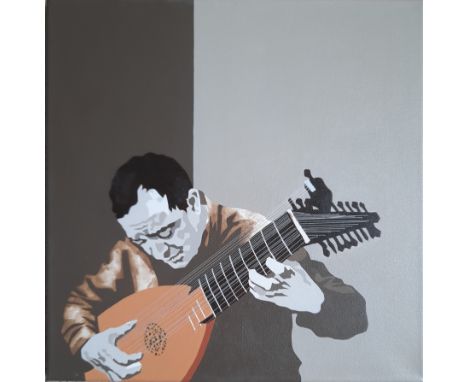 Nadezhda, "Lute communion (Xavier Diaz-Latorre)", unframed acrylic and pure silk thread on canvas, 2020, 35 x 35cm. One of my