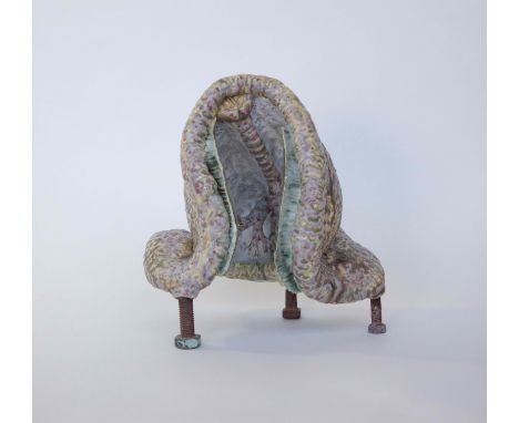 Sarah Villeneau, "Torso 1", ceramic and metal sculpture, 2018, 28 x 29 x 21cm, 3.6kg. Working intuitively with the clay Ville