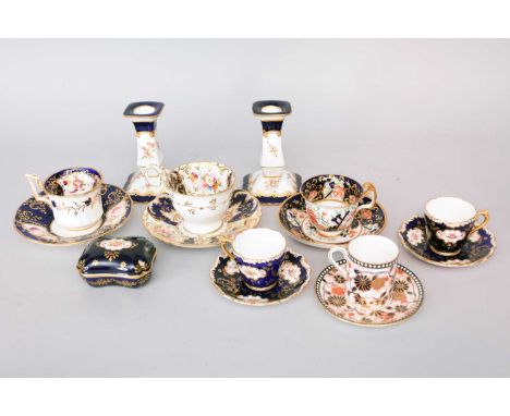 A collection of Coalport cobalt and imari porcelaincirca 1830 onwardscomprising four florally decorated cups and saucers, an 