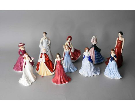 Seven Royal Doulton ladies and four Royal Worcester ladiescomprising 'January Garnet' and 'March Aquarmine' (Gemstone Collect