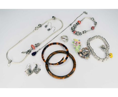 A collection of costume jewellery, comprising; a Links London bracelet within original pouch and box, a Victorian silver hors