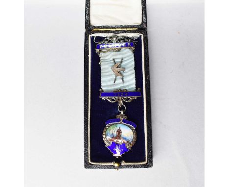 A silver and enamel masonic jewel, 'Founder 1924 Domville Lodge No. 4647', engraved to the reverse S.H.Cambell S.D. Sept 12th