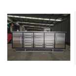 Steelman 10' Stainless Steel Garage Cabinet Workbench (18 Drawers & 2 Cabinets) - Grey