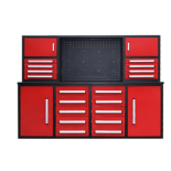 Steelman 7' Garage Cabinet Workbench (18 Drawers & 4 Cabinets) - Red