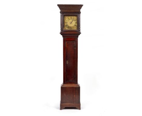 AN 18TH CENTURY ENGLISH OAK 30 HOUR LONGCASE CLOCK with a 9 inch brass dial, with Roman numerals, signed John Stokes Bewdley,