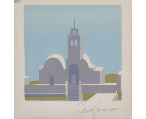 GUY VAESEN six signed prints of Greek islands, two prints of Thailand and The Old Vic Theatre (9)