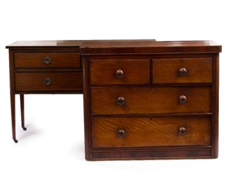 A VICTORIAN MAHOGANY CHEST OF TWO SHORT AND TWO LONG DRAWERS 101cm wide together with a dressing table (2)