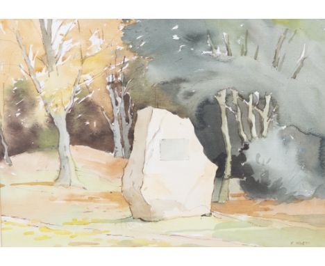 A COLLECTION OF WATERCOLOURS AND PRINTS  to include a landscape signed to reverse A Burdon 39cm x 122cm, Cottages signed Yeen