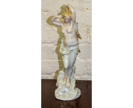 ROYAL WORCESTER FIGURINE OF A LADY  with impressed mark to base 36cm high (damages)