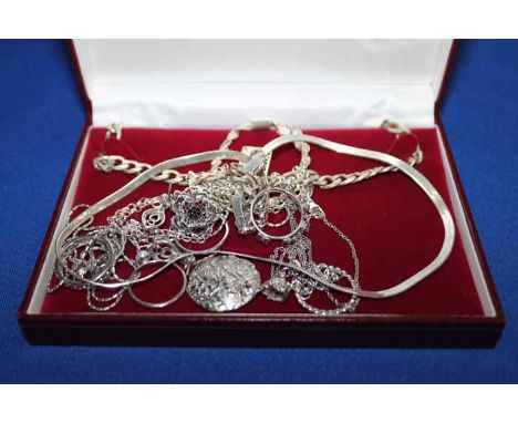 GROUP OF SILVER JEWELLERYalong with a Swarovski bangle and three lady's watches