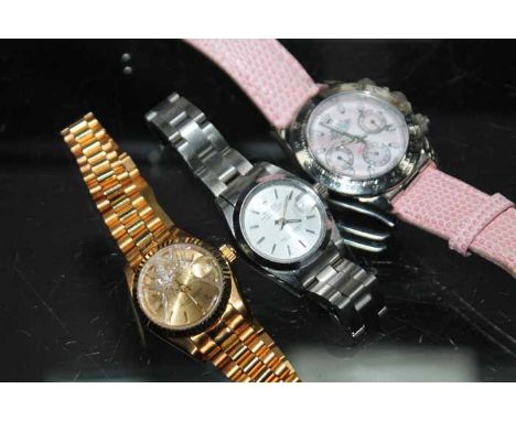 LOT OF JEWELLERY AND SMALL COLLECTABLESincluding two ladies faux-Rolex, silver bangle, piqué work clothes brush, four ivory n