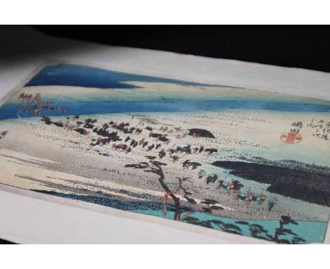 UTAGAWA HIROSHIGE (JAPANESE 1797-1858),SHIMADA OIGAWA SUNGAN (THE SURUGA BANK OF THE OI RIVER NEAR SHIMADA), FROM THE SERIES 