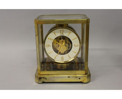 A JAEGER-LECOULTRE FOUR GLASS ATMOS CLOCK, No. 130419 9.5ins high.