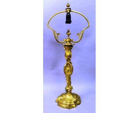 A VERY GOOD LOUIS XVI ORMOLU LIGHT with butterflies, flowers and acanthus, the top with pineapple finial 30ins high.