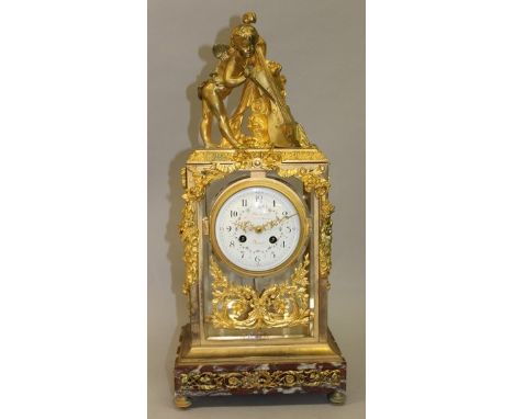 A VERY GOOD 19TH CENTURY FRENCH ORMOLU AND CRYSTAL FOUR GLASS REGULATOR CLOCK by F. BERTHOUD, de la Marine A. PARIS, with whi