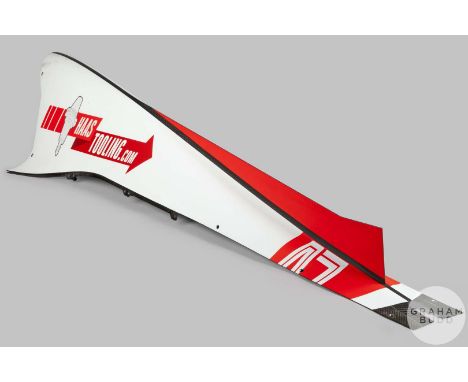 An official Haas F1 2022 engine cover with HaasTooling.com decal, the underside with stencil number 101, and with V2.0 and HF