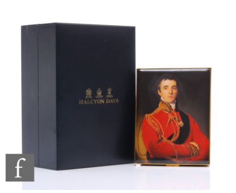 A Halcyon Days limited edition enamelled box, the cover decorated with a portrait, 'The Duke of Wellington', after Sir Thomas