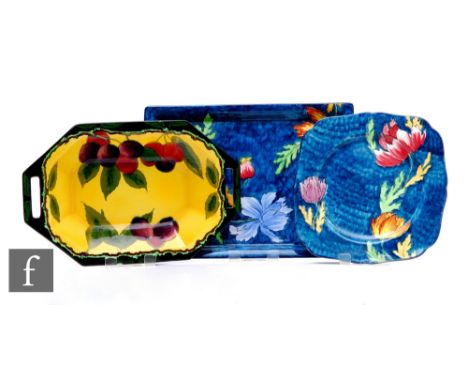A Hollinshead &amp; Kirkham, H &amp; K Tunstall Art Deco hand painted Lonsdale pattern tray of rectangular form, designed by 