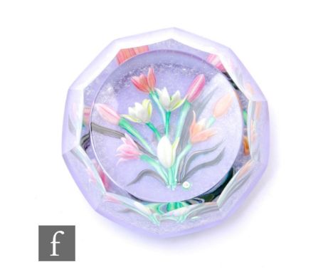 An Allan Scott for Caithness glass paperweight in the Diana pattern, from the Diana Tribute Collection, internally decorated 